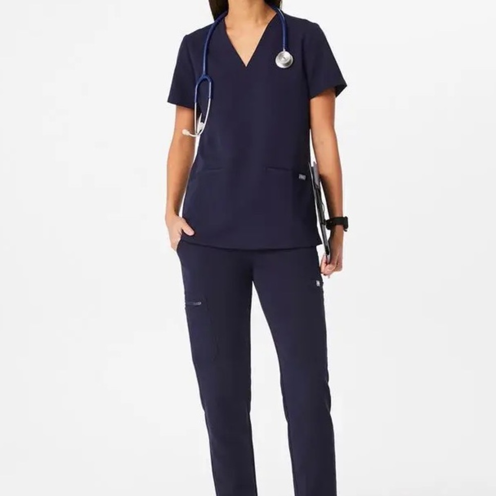 Figs Navy Blue Casma Three-Pocket Scrub Top